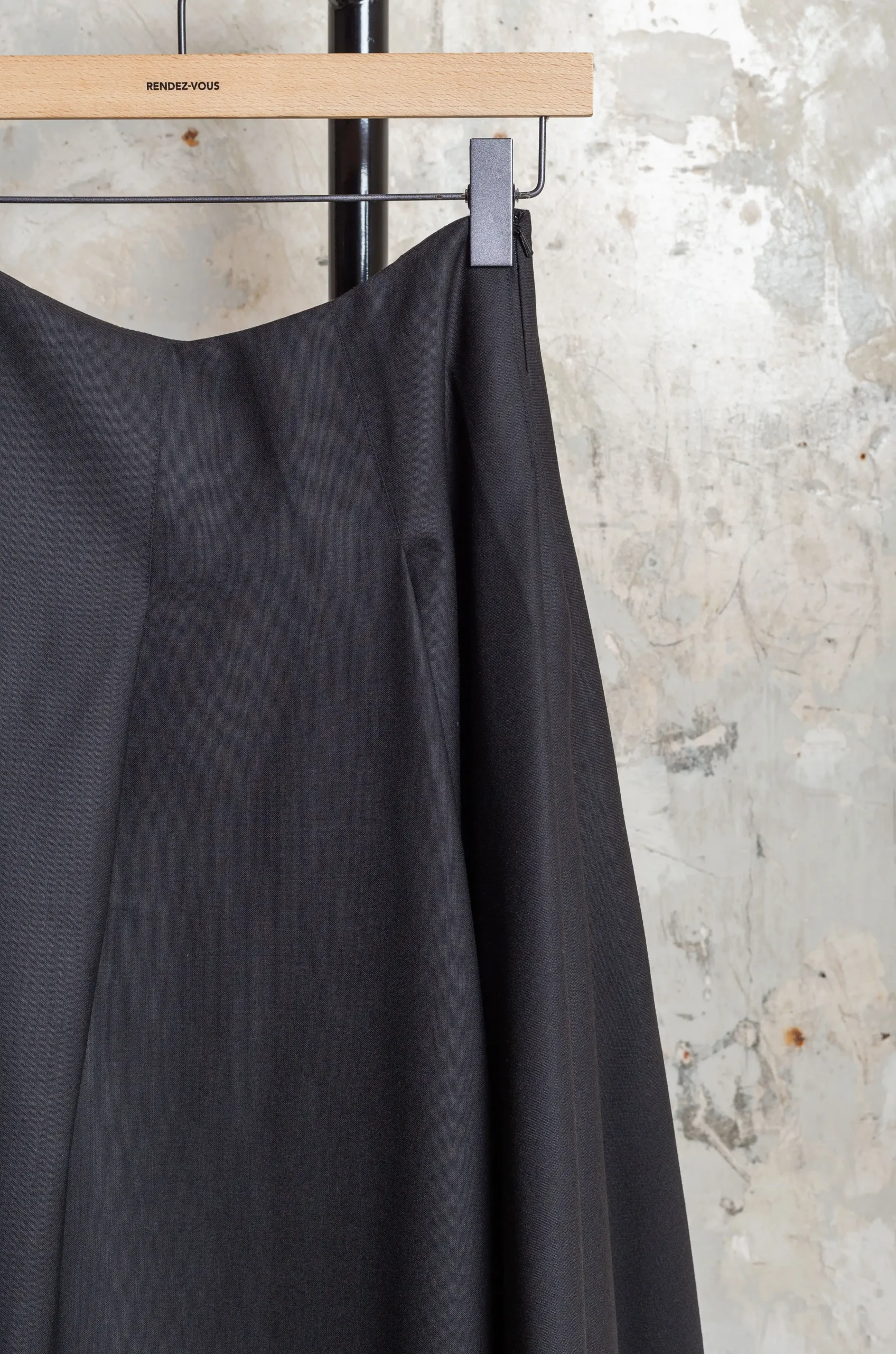 CAWLEY - British Wool Long stevie Skirt P01 - Black