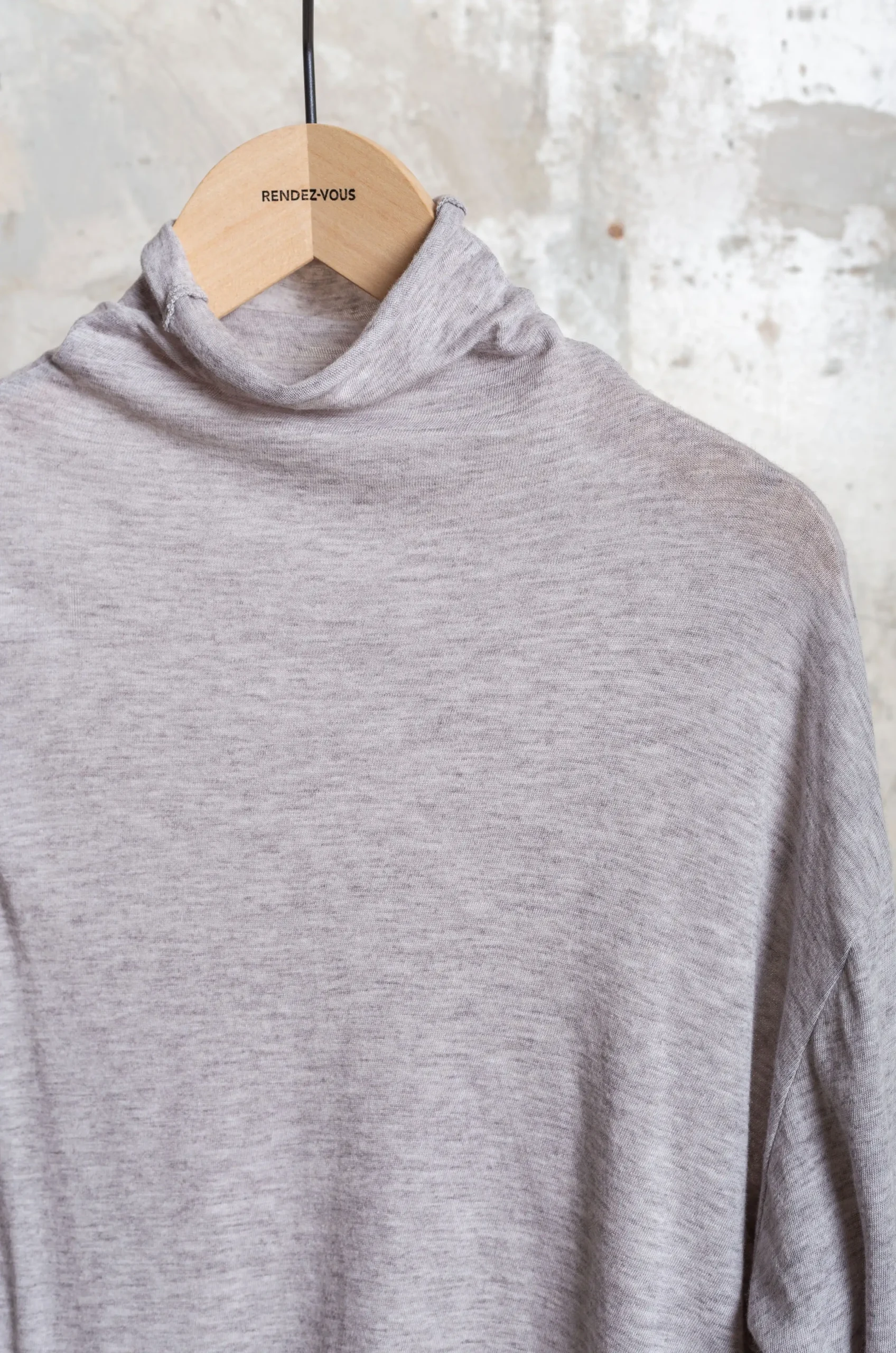 Pas De Calais - Gauze Jersey Mix Turtleneck Pullover 13-50-1041 - Top Grey