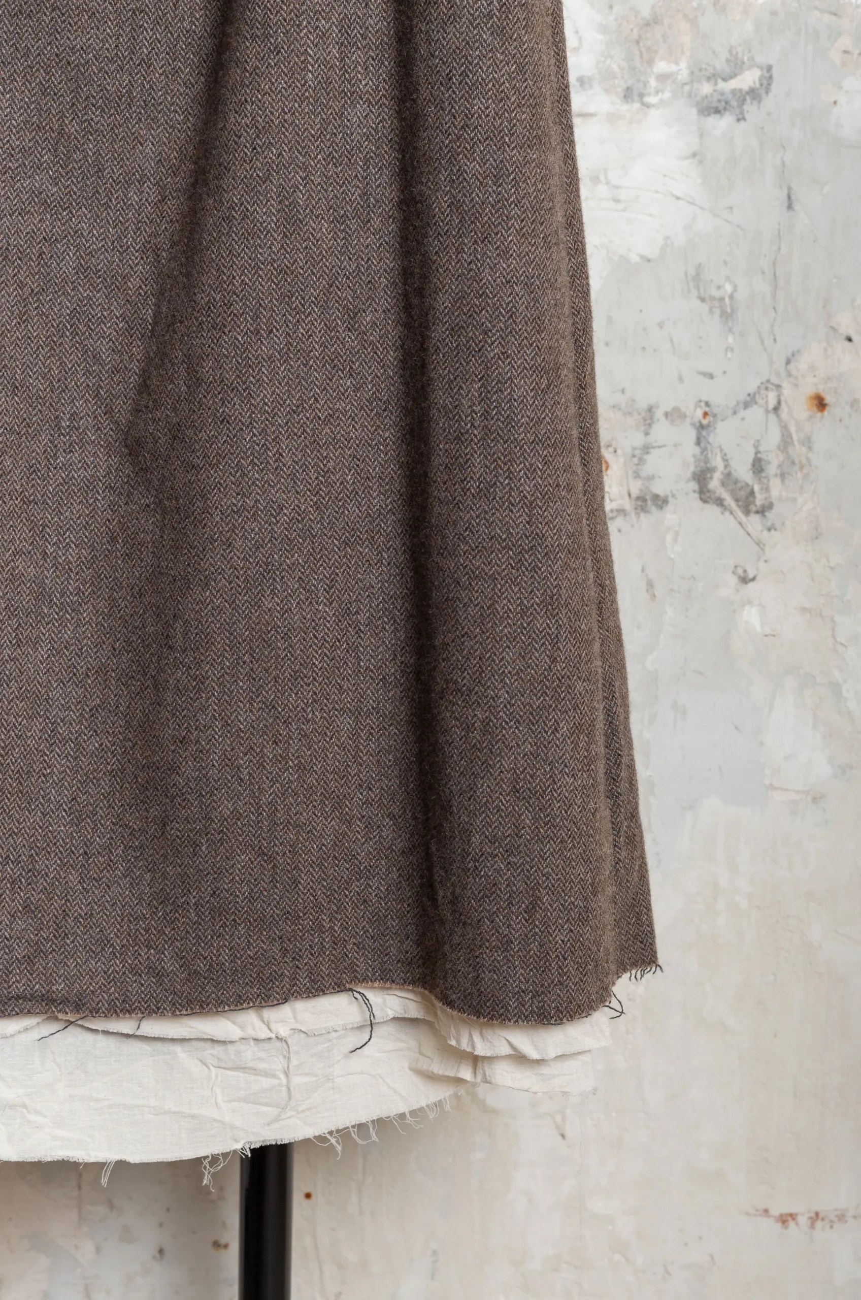 Pas De Calais - ECO WOOL Herringbone Semi Flared Skirt 13-50-7382 - Beige