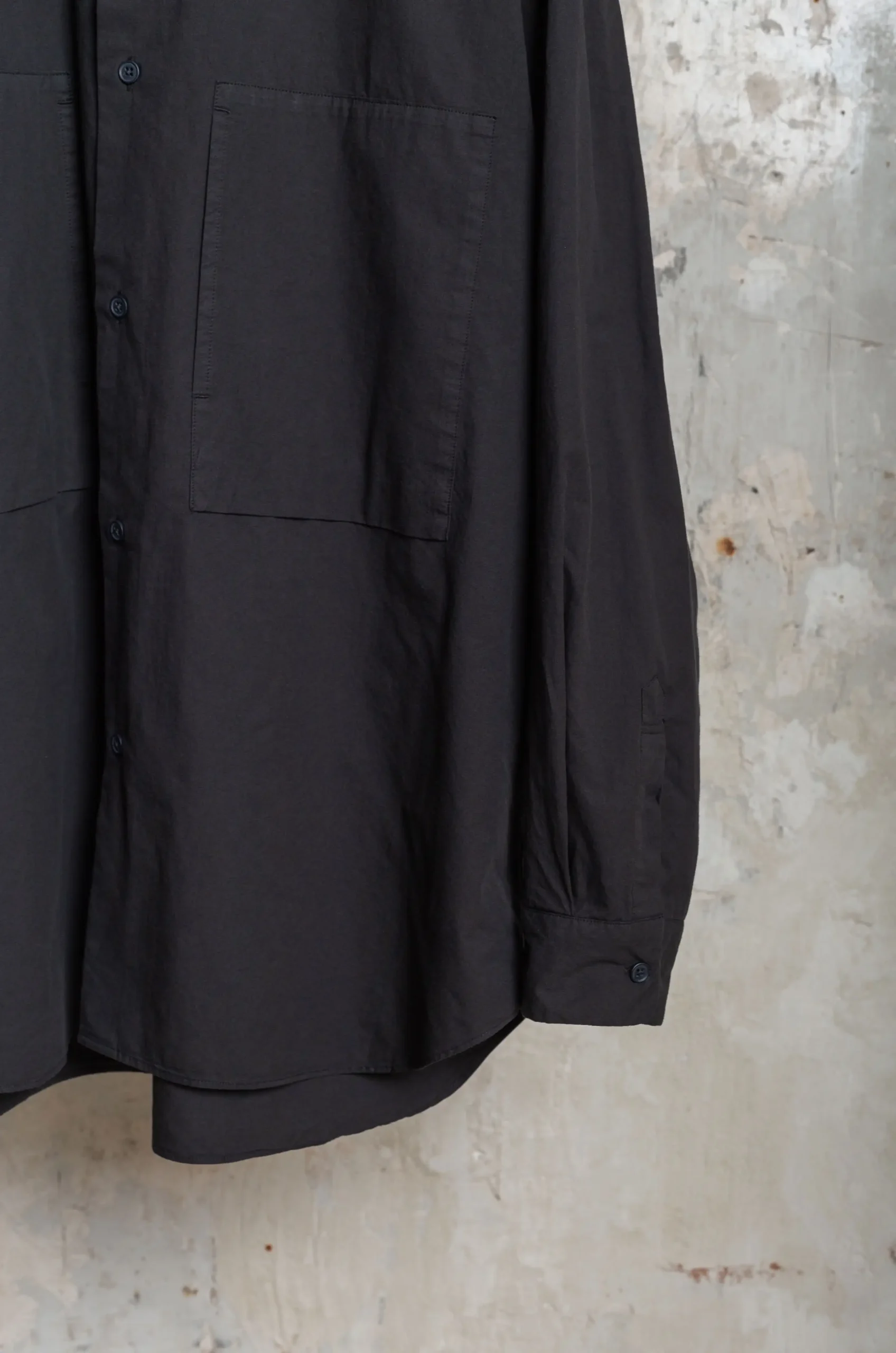 Still By Hand - Garment-dye over shirt SH01253OS - INK BLACK