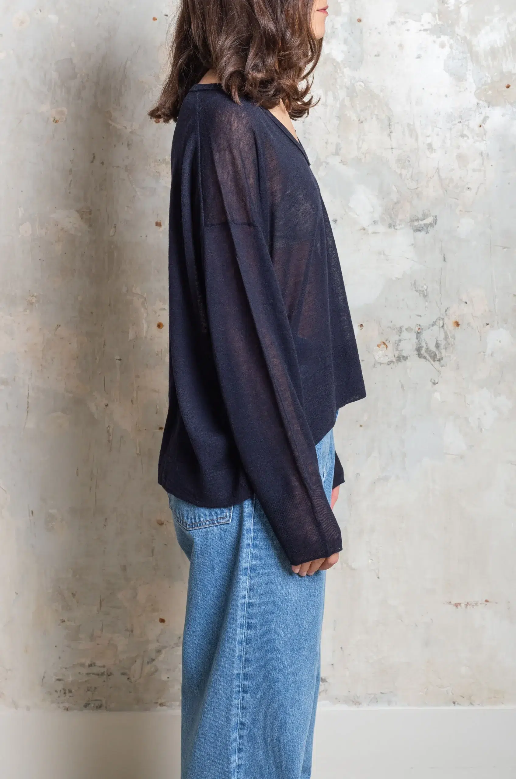 C.T. Plage - Ladies v-neck longsleeve pullover CT24305N-75 - B.NAVY