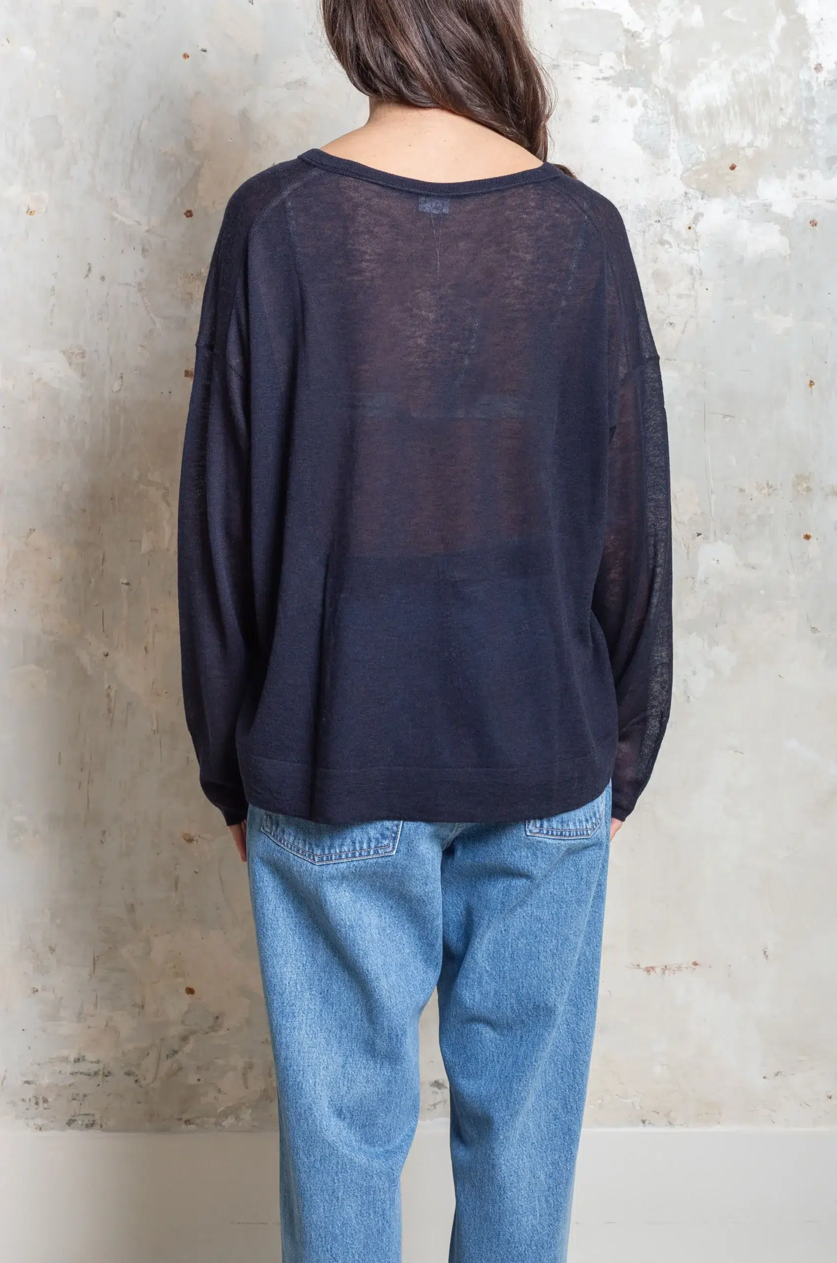 C.T. Plage - Ladies v-neck longsleeve pullover CT24305N-75 - B.NAVY