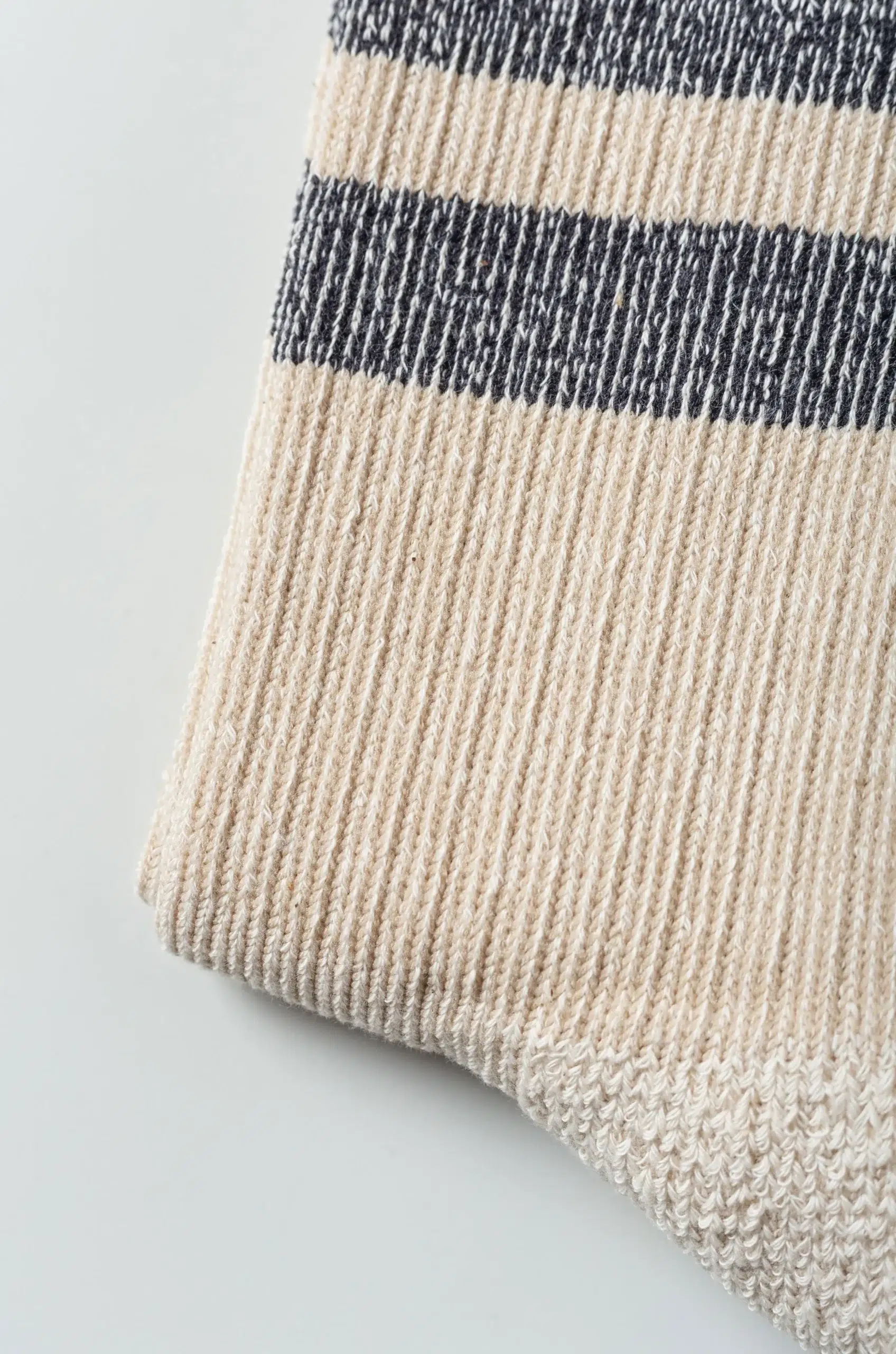 Rototo - PILE STRIPE MARL SOCKS R1589 - BEIGE/BLACK