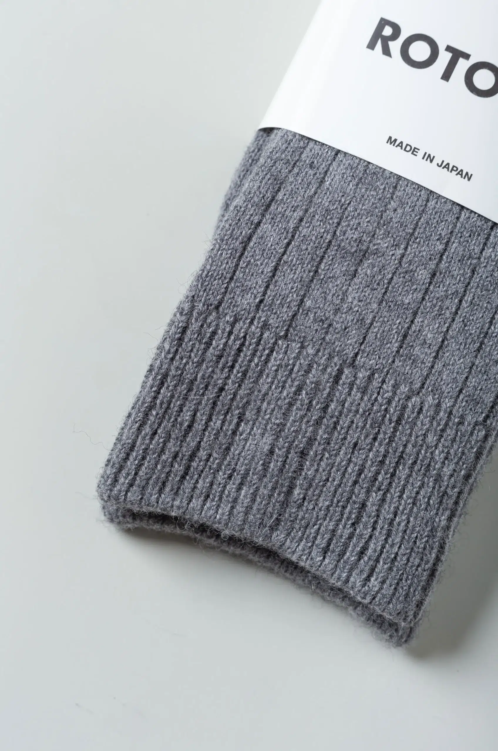 Rototo - Cotton Wool Ribbed Crew Socks R1327 - Gray