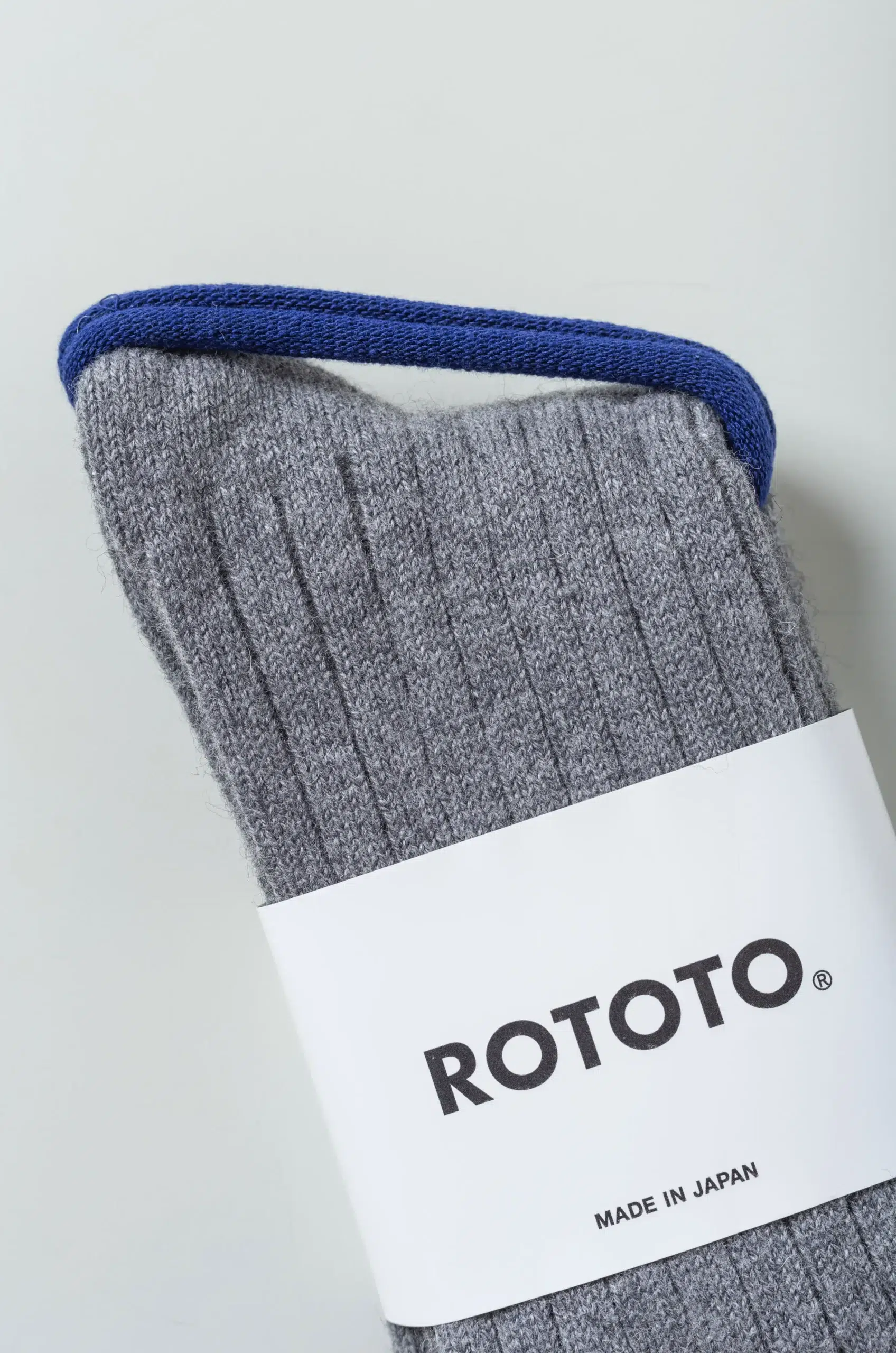 Rototo - Cotton Wool Ribbed Crew Socks R1327 - Gray