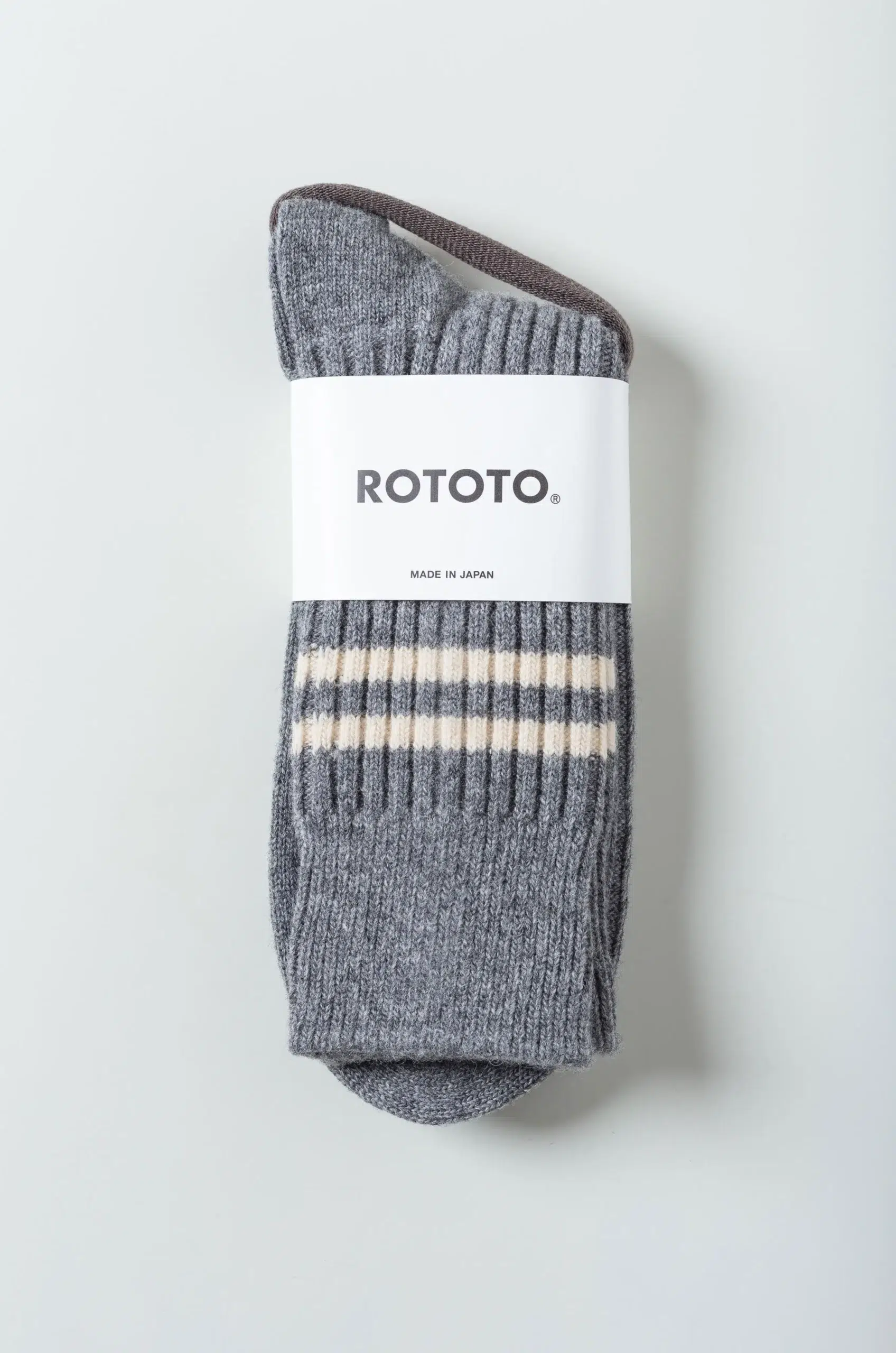 Rototo - MERINO LAMBS WOOL STRIPE SOCKS R1489 - GRAY