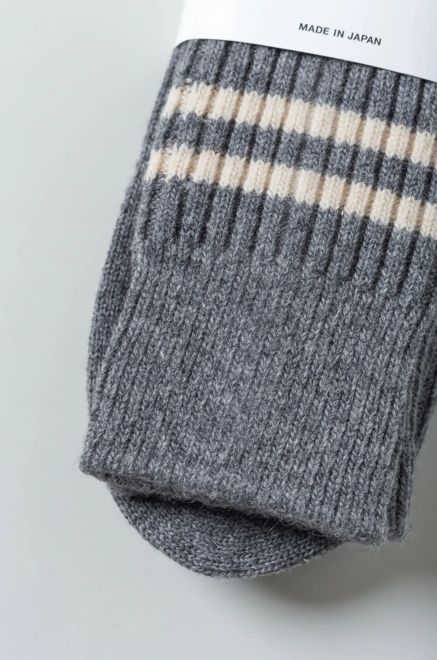 Rototo - MERINO LAMBS WOOL STRIPE SOCKS R1489 - GRAY