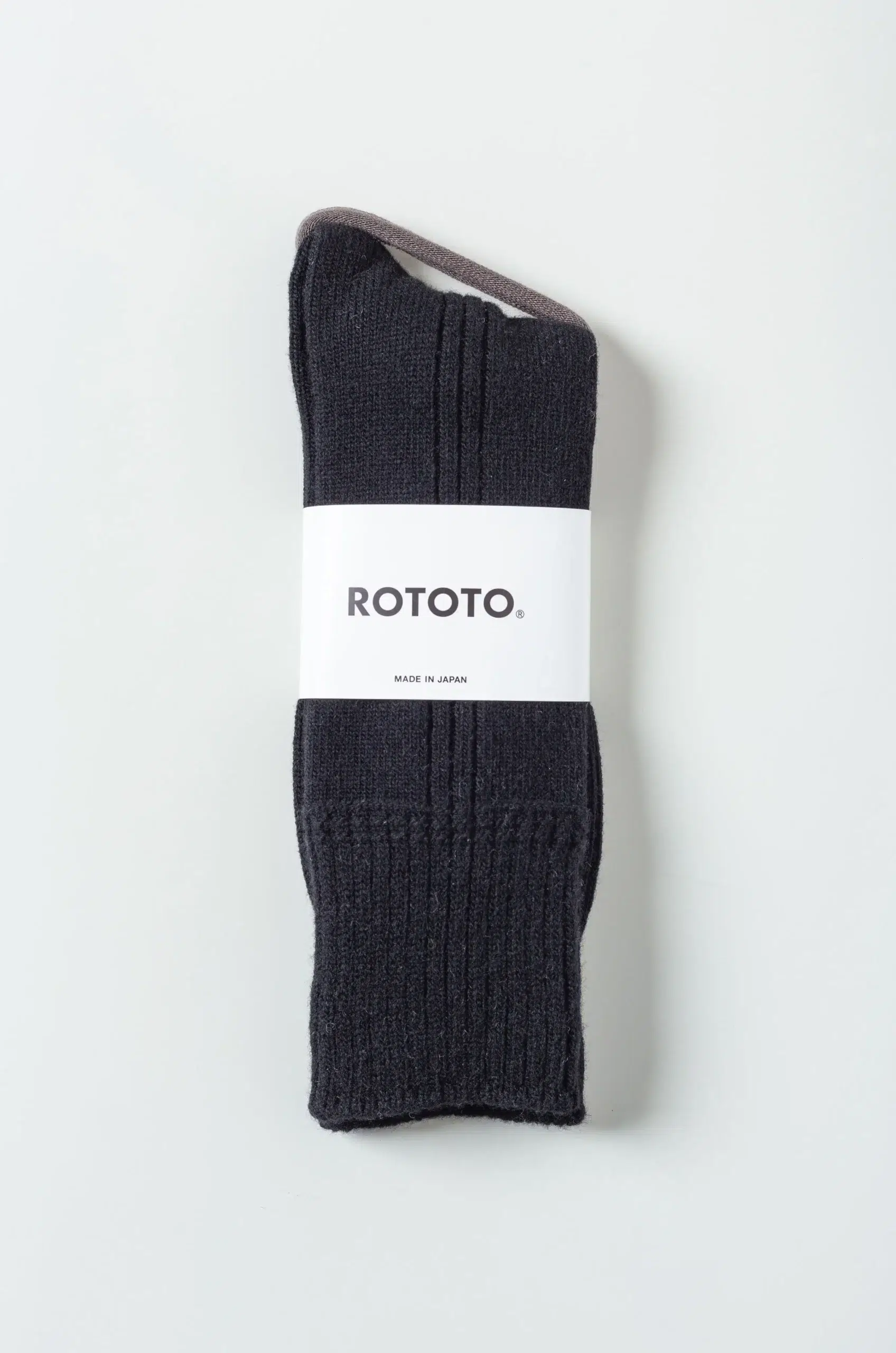 Rototo - MERINO LAMBS WOOL CREW SOCKS R1561 - BLACK