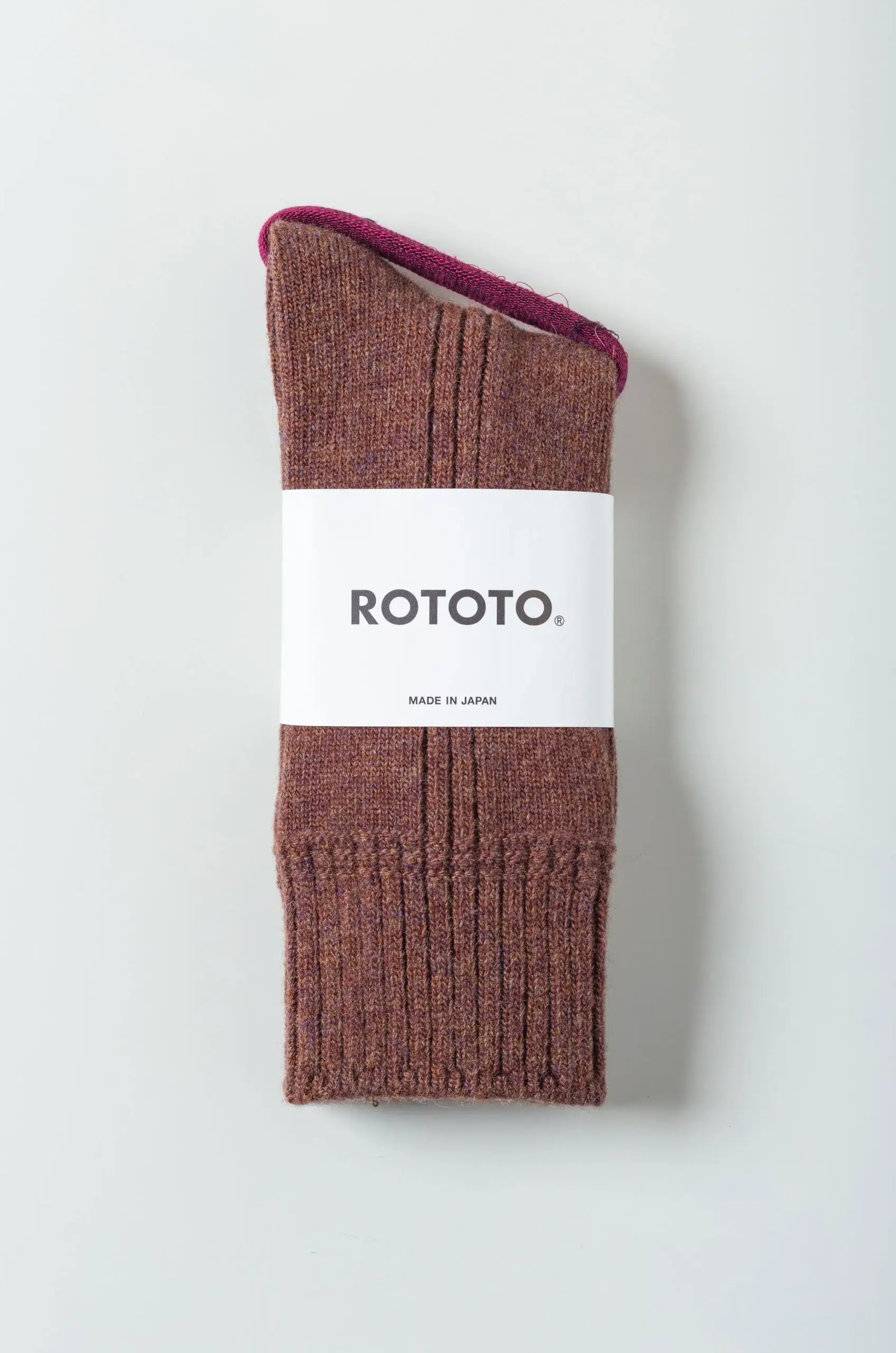 Rototo - MERINO LAMBS WOOL CREW SOCKS R1561 - BROWN