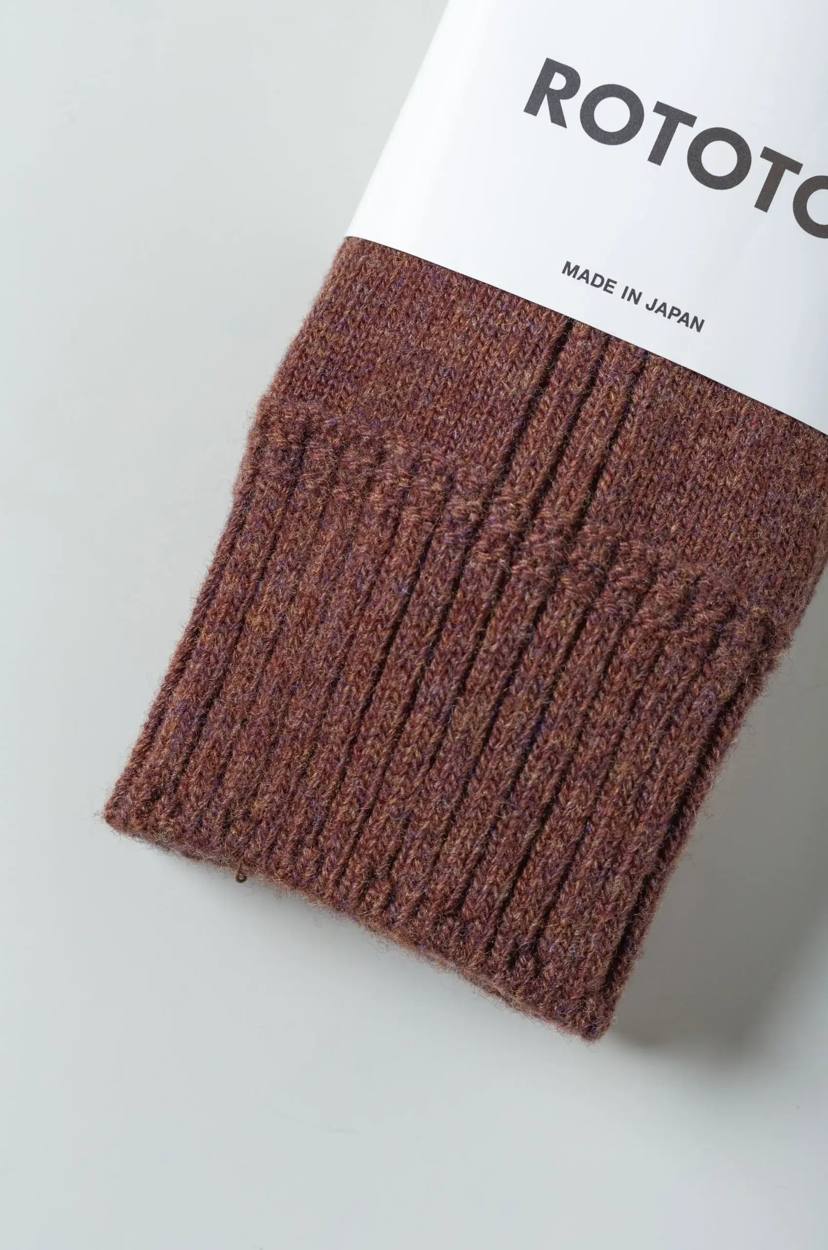 Rototo - MERINO LAMBS WOOL CREW SOCKS R1561 - BROWN