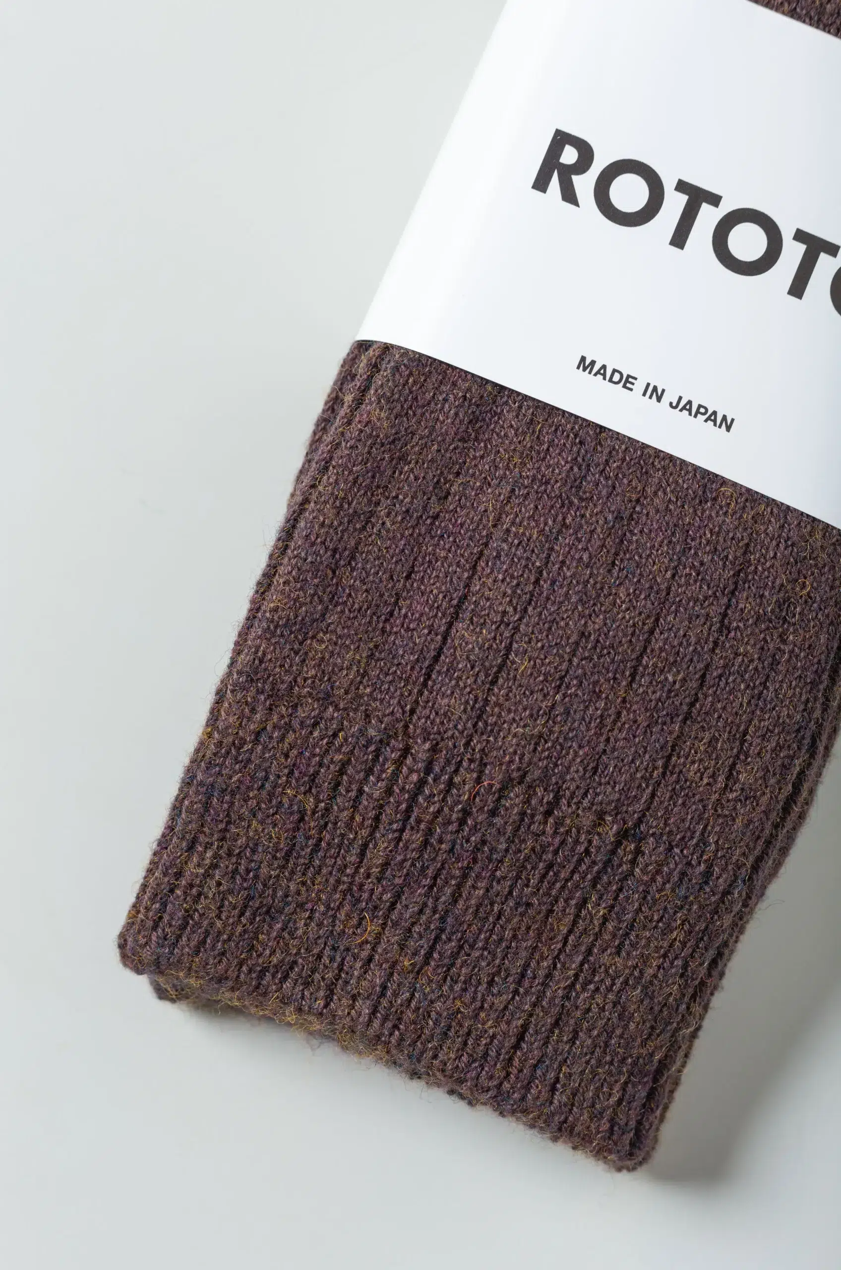 Rototo - Cotton Wool Ribbed Crew Socks R1327 - D.Brown