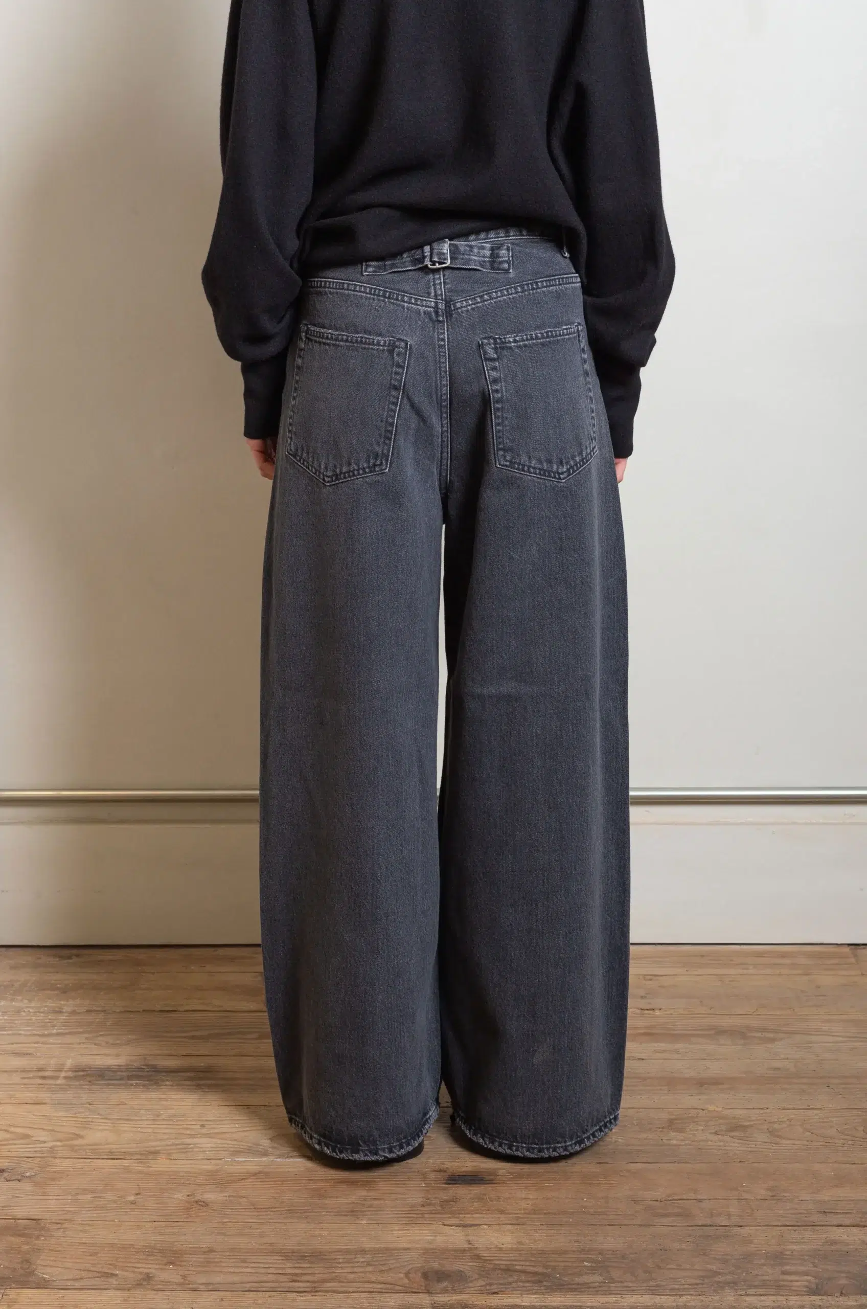 Ylève - 13.5oz DENIM HIGH WAIST WIDE - CHARCOAL