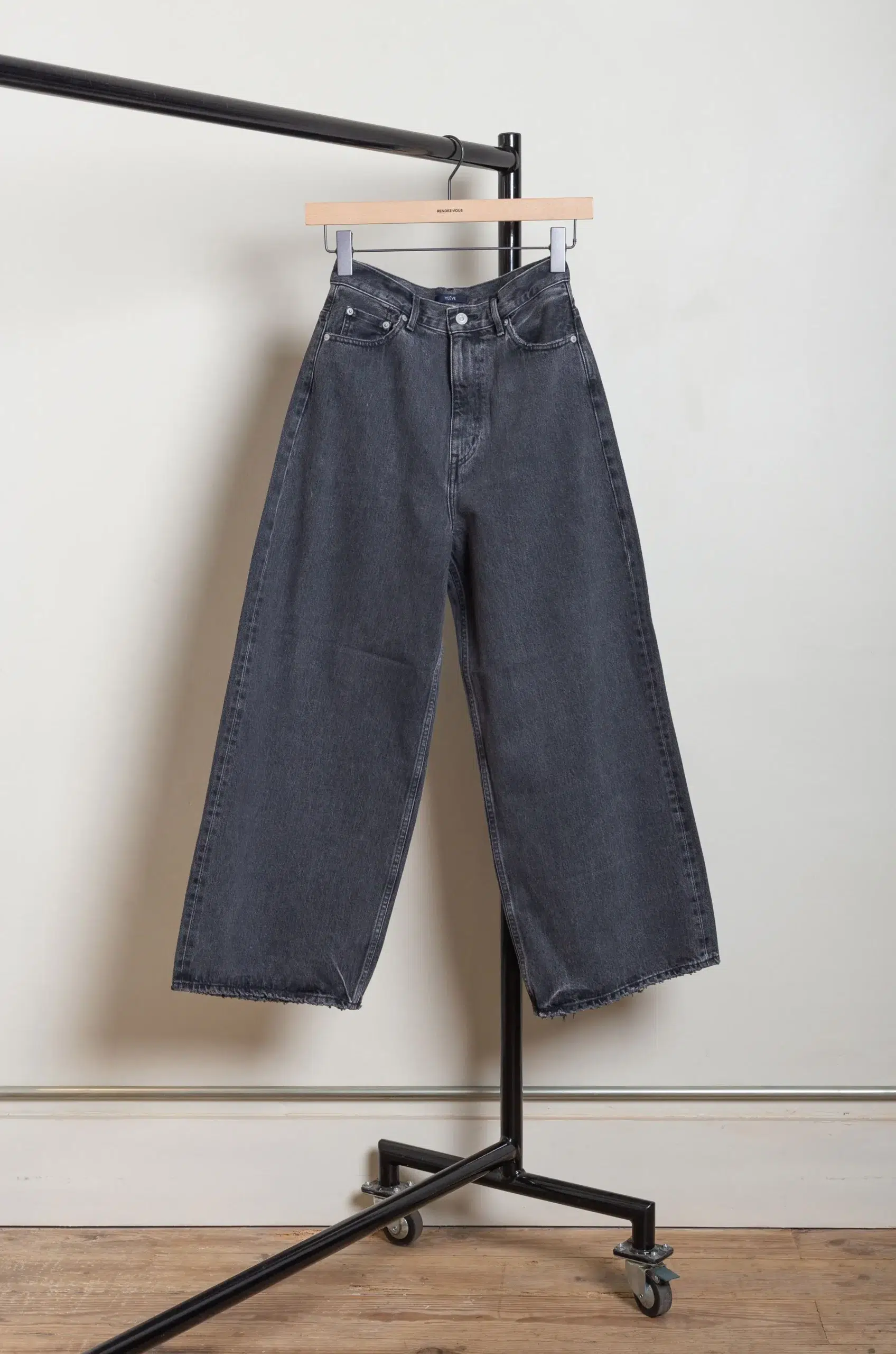 Ylève - 13.5oz DENIM HIGH WAIST WIDE - CHARCOAL