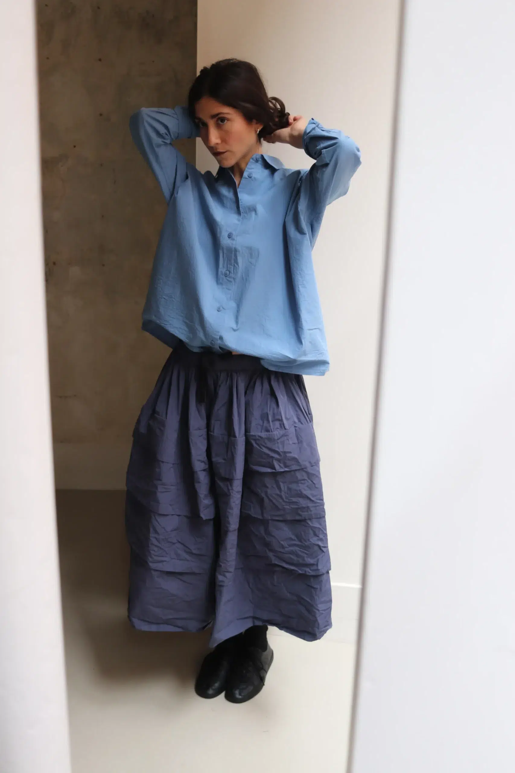 Casey Casey - DRAYS TRAVAIL SHIRT CHALK POPLIN 26FC428 - L BLUE