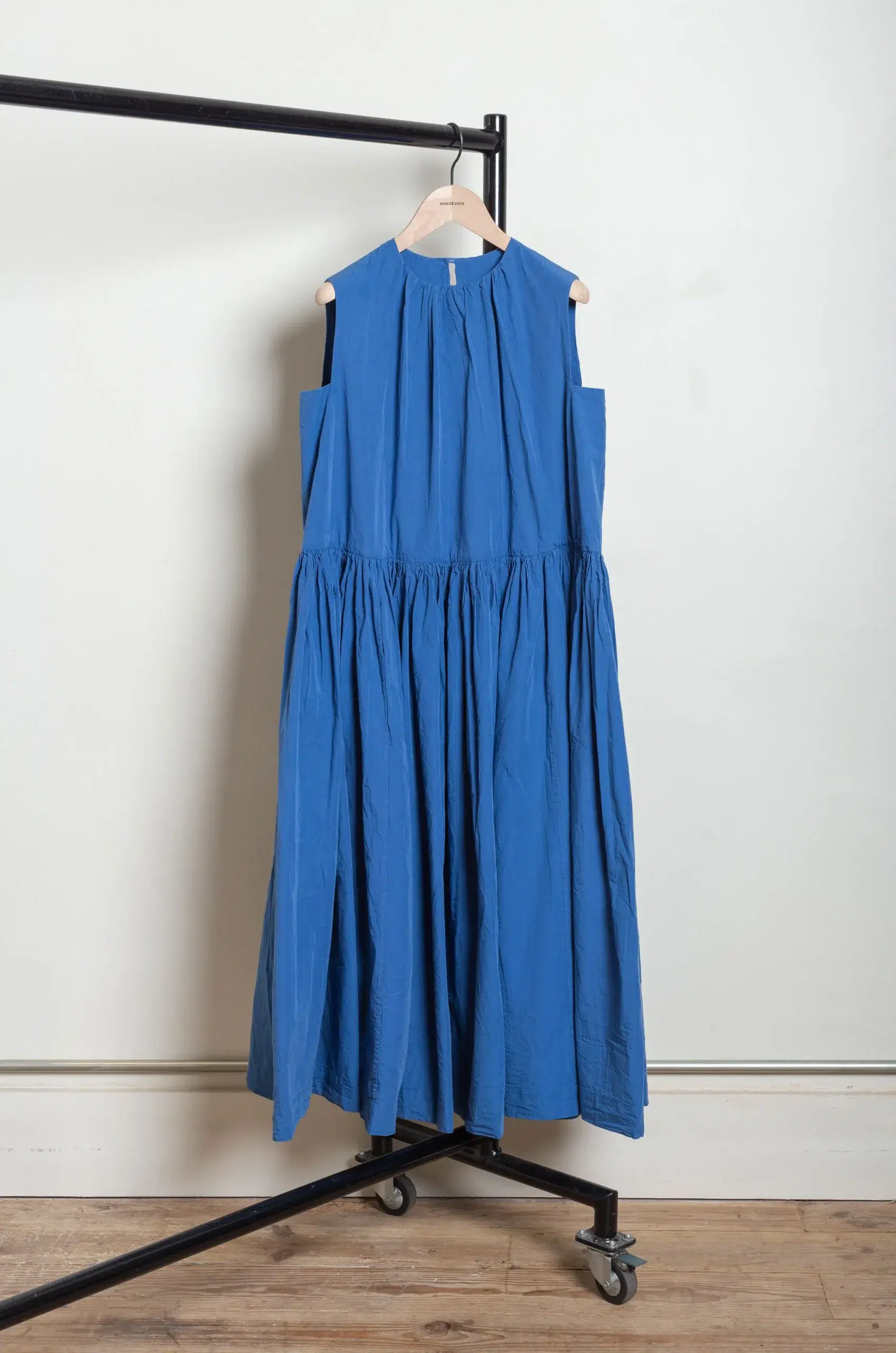 Casey Casey - POMME RUCHEE DRESS CHALK POPLIN 26FR568 - M.BLUE