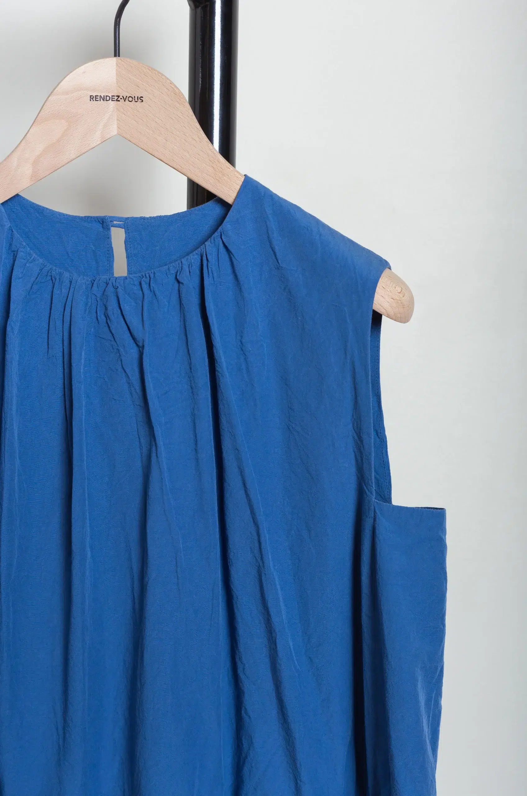 Casey Casey - POMME RUCHEE DRESS CHALK POPLIN 26FR568 - M.BLUE